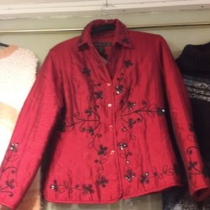 Beautiful crimson silk jacket